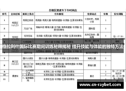 格拉利什国际比赛期间训练秘籍揭秘 提升技能与体能的独特方法